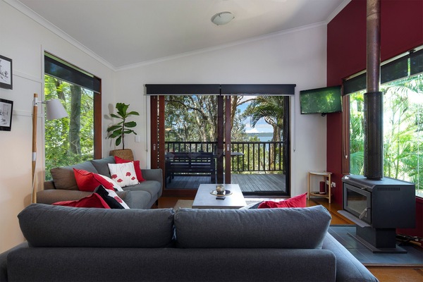 Studio lounge room and wood fire