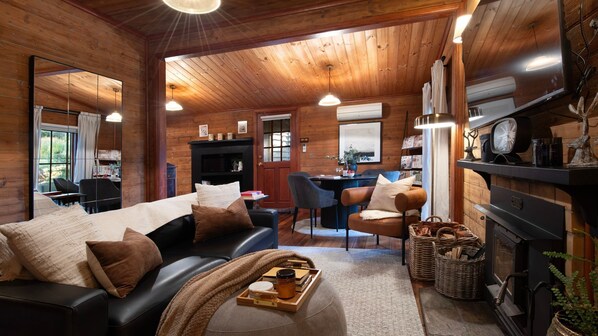 Smart TV, fireplace, DVD player