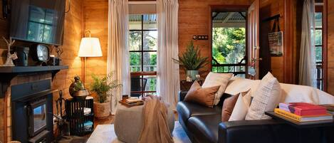 Smart TV, fireplace, DVD player