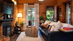 Smart TV, fireplace, DVD player