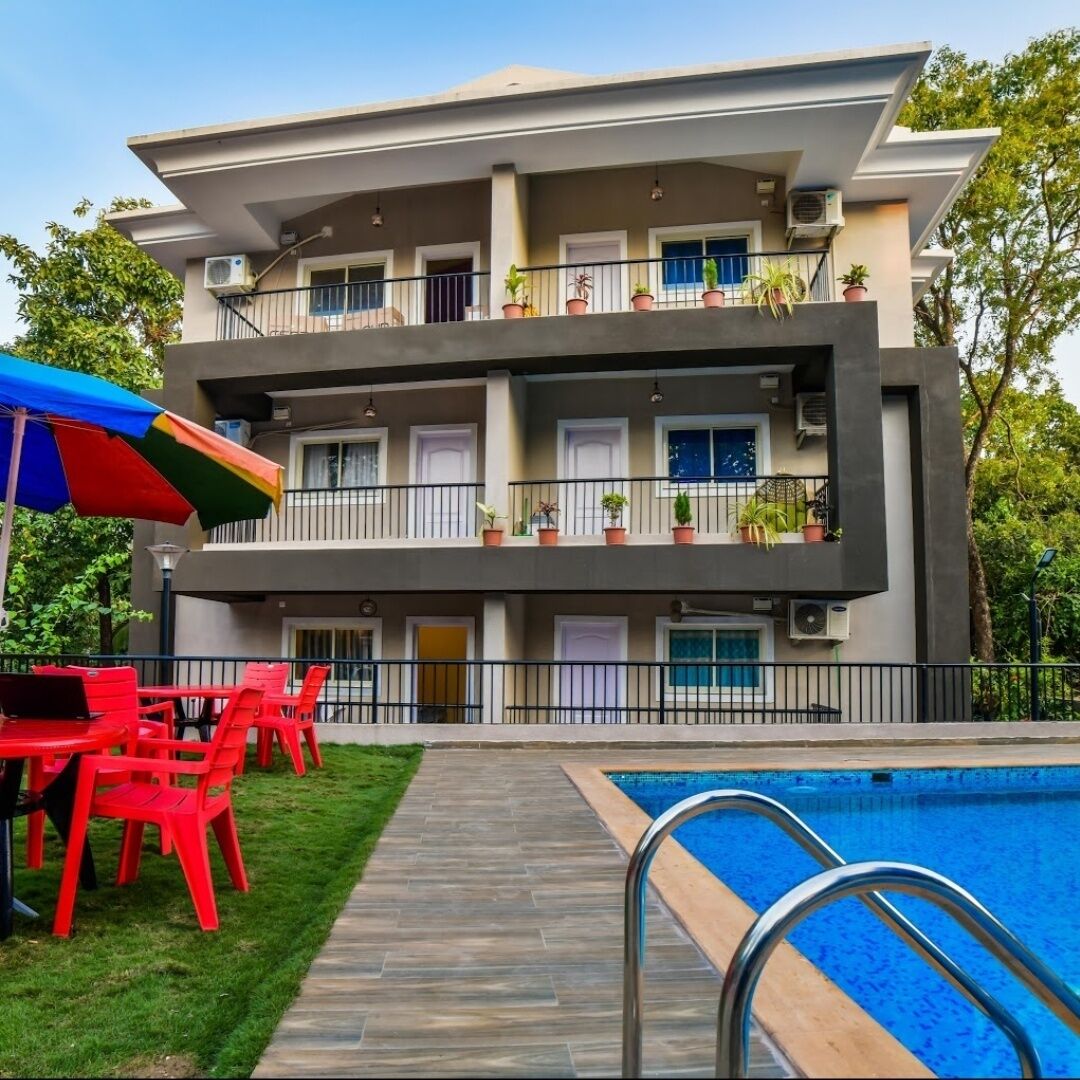 2BHK pool view deluxe apartment near Vagator beach