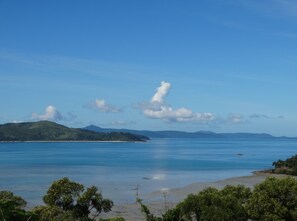 On the beach, sun loungers