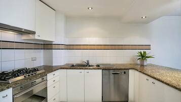 Microwave, stovetop, dishwasher