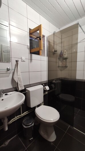 Kombination af bruser/badekar, håndklæder, Sæbe, Shampoo