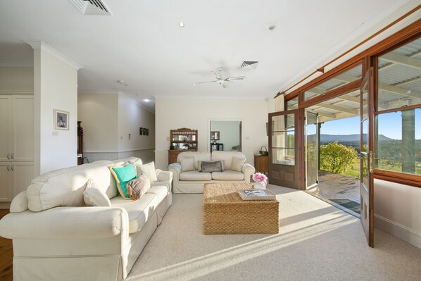 Televisión, reproductor de DVD, libros y biblioteca musical 