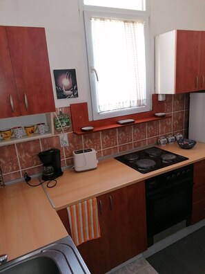 Fridge, microwave, coffee/tea maker, toaster - Apartment Center is located in the city center,in a very quiet street. (Kruševac)