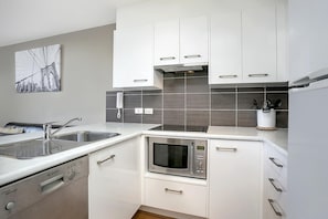 Microwave, stovetop, dishwasher