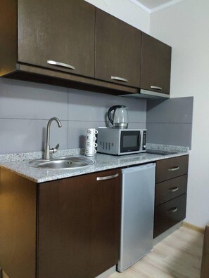 Fridge, microwave, oven, stovetop - delux apartments in ze residence 22-08 (Batumi)