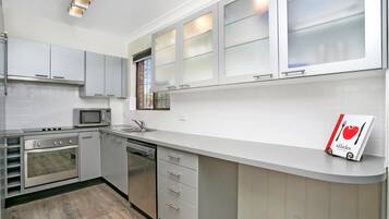 Microwave, stovetop, dishwasher