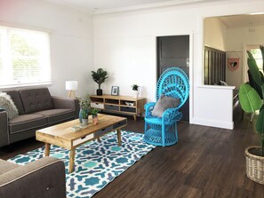 Smart TV, DVD player, video library, stereo