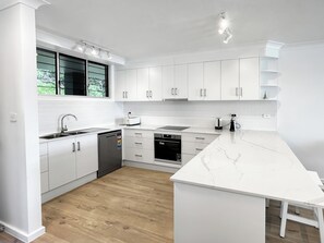 Fridge, microwave, oven, dishwasher
