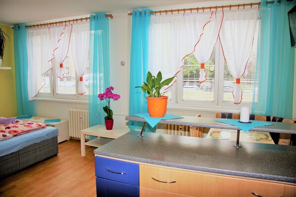1 habitación, internet, ropa de cama y acceso para silla de ruedas 
