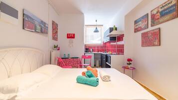 1 bedroom, desk, soundproofing, iron/ironing board