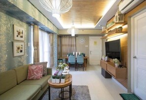 TV connectée, cheminée, Netflix, livres