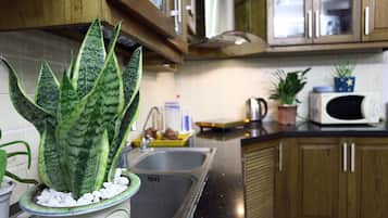Microwave, cookware/dishes/utensils