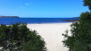 On the beach, beach towels