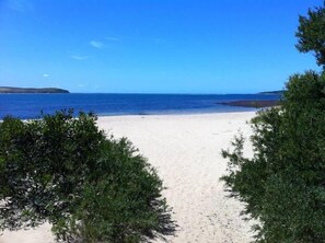 On the beach, beach towels