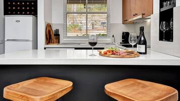 Fridge, microwave, oven, dishwasher