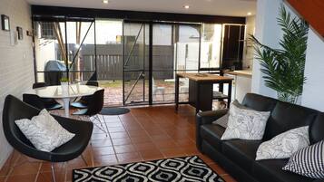 TV, DVD player, books