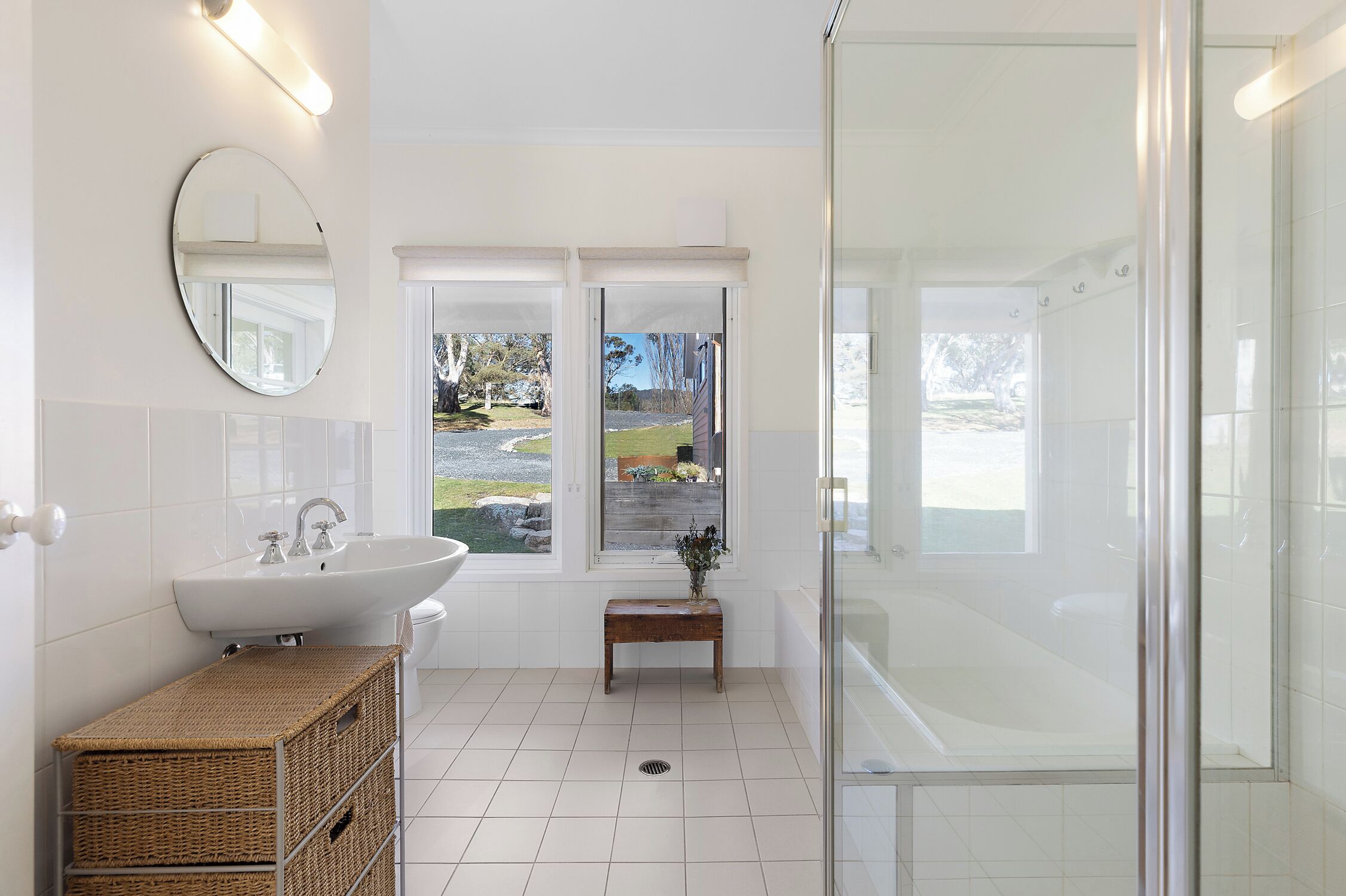 Bathtub, hair dryer, towels, soap