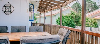 Husky Waters overlooking the moored yachts.