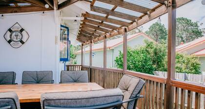 Husky Waters overlooking the moored yachts.
