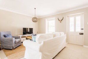 TV, fireplace, DVD player, stereo - Luxury 1830s Kippilaw Schoolhouse Farmhouse (Parkesbourne)