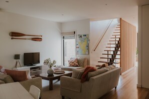 Téléviseur connecté, foyer, lecteur de DVD, livres