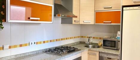 Fridge, microwave, stovetop, dishwasher