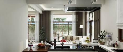 Réfrigérateur, micro-ondes, four, plaque de cuisson