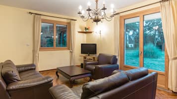 TV, fireplace, DVD player, stereo