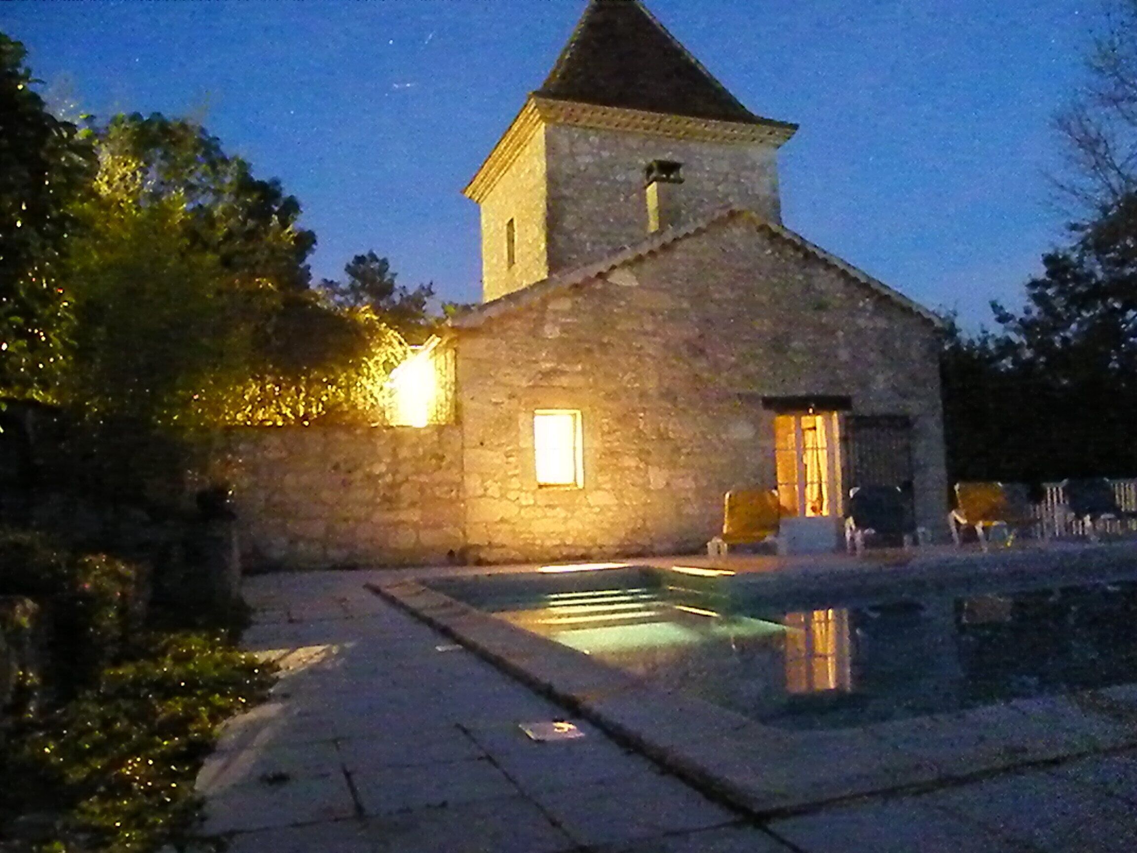 Swimming pool at night
