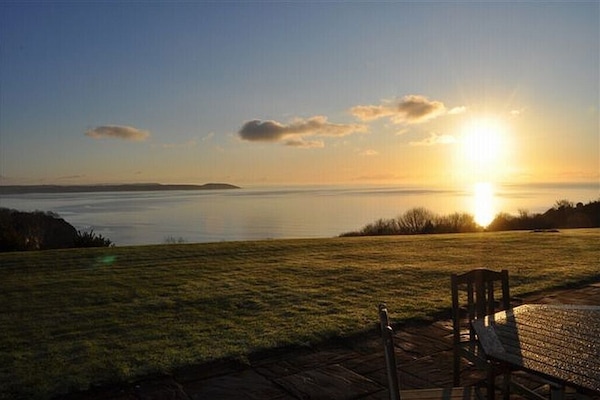 The view from the patio doors at sunrise