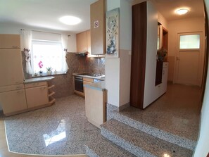 Fridge, microwave, oven, dishwasher