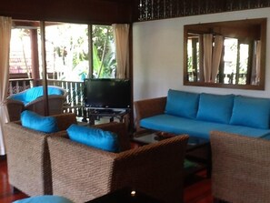 TV, DVD player, stereo