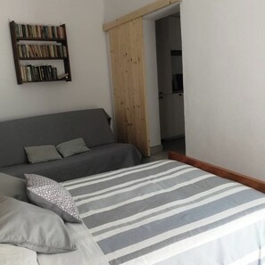 1 bedroom, iron/ironing board, travel crib, internet