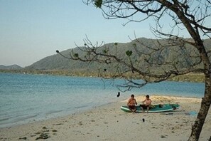 Beach nearby, sun loungers