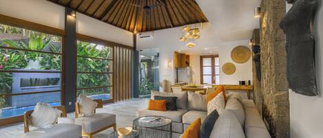 Smart TV, DVD player, books, music library