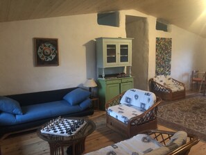 TV, DVD player, ping pong