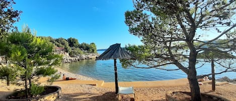 Beach nearby, sun-loungers
