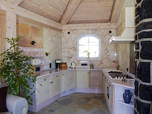 Fridge, oven, stovetop, coffee/tea maker