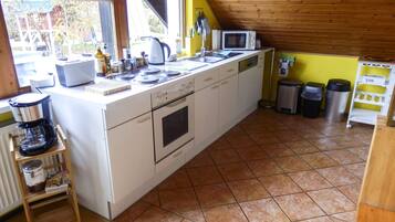 Kühlschrank, Mikrowelle, Herdplatte, Geschirrspüler