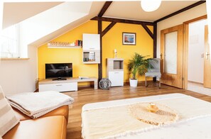 TV, ping pong, books, stereo