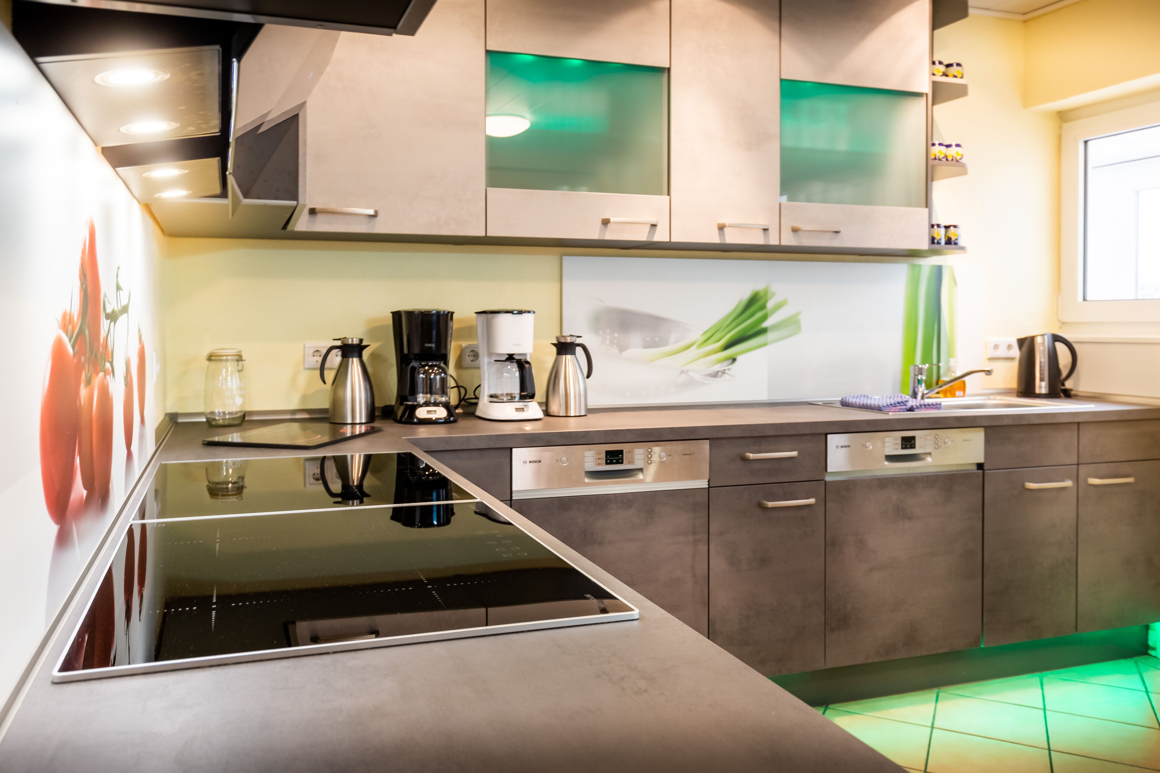 Frigorífico, microondas, horno y placa de cocina