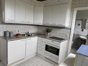 Jääkaappi, mikroaaltouuni, uuni, liesi