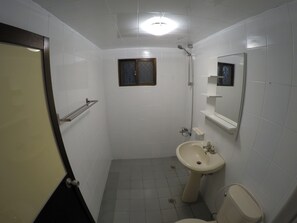 Hair dryer, towels, toilet paper