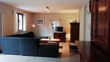 TV, DVD player, books, stereo