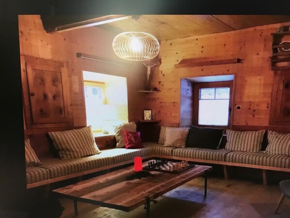 Smart TV, fireplace, DVD player, books