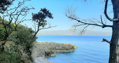 Apartment Rosmarin in Krk with a view of sea and old town, close to the beach