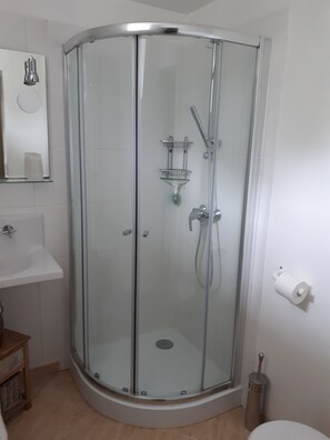 Ensemble douche/baignoire, sèche-cheveux, serviettes fournies